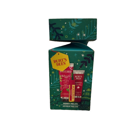 Burt’s Bees Lip Balm + Hand Cream Gift Set Merry Melon Holiday - New - Picture 1 of 3